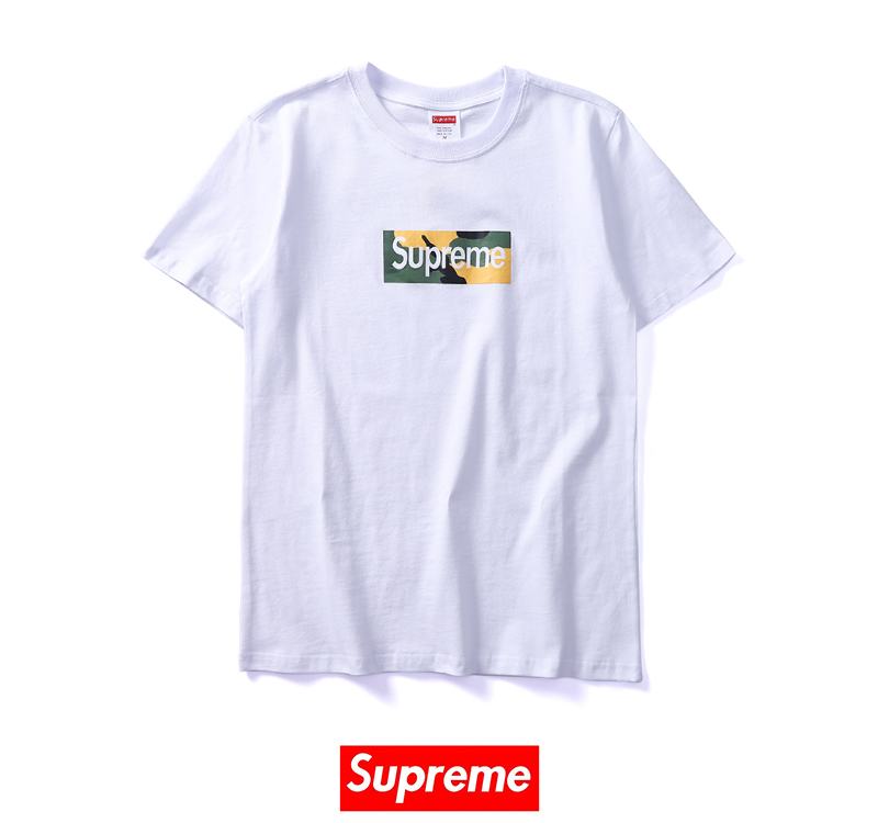 Supreme 2 colors white black t shirt with camouflage logo